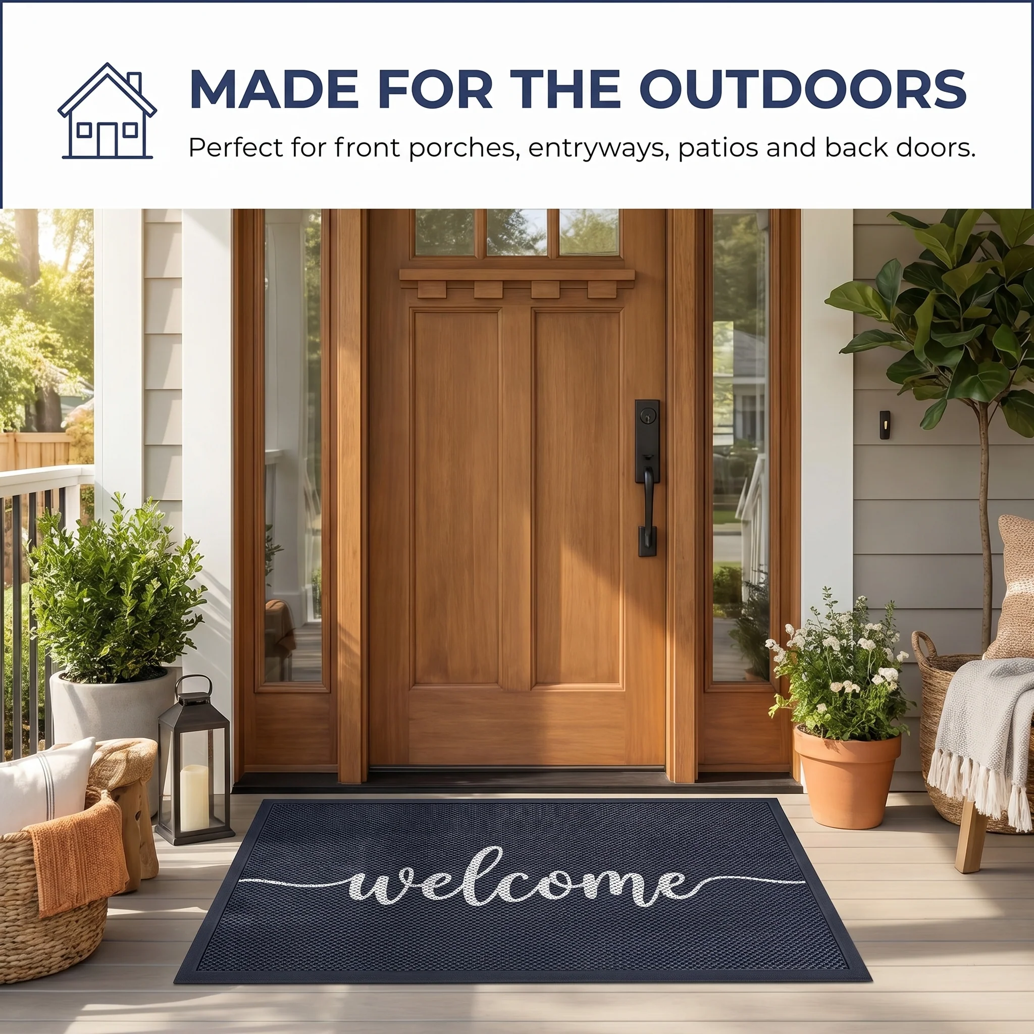 Muddy Mat® Tapete de puerta exterior 3D resistente Meshy Mat con estampado