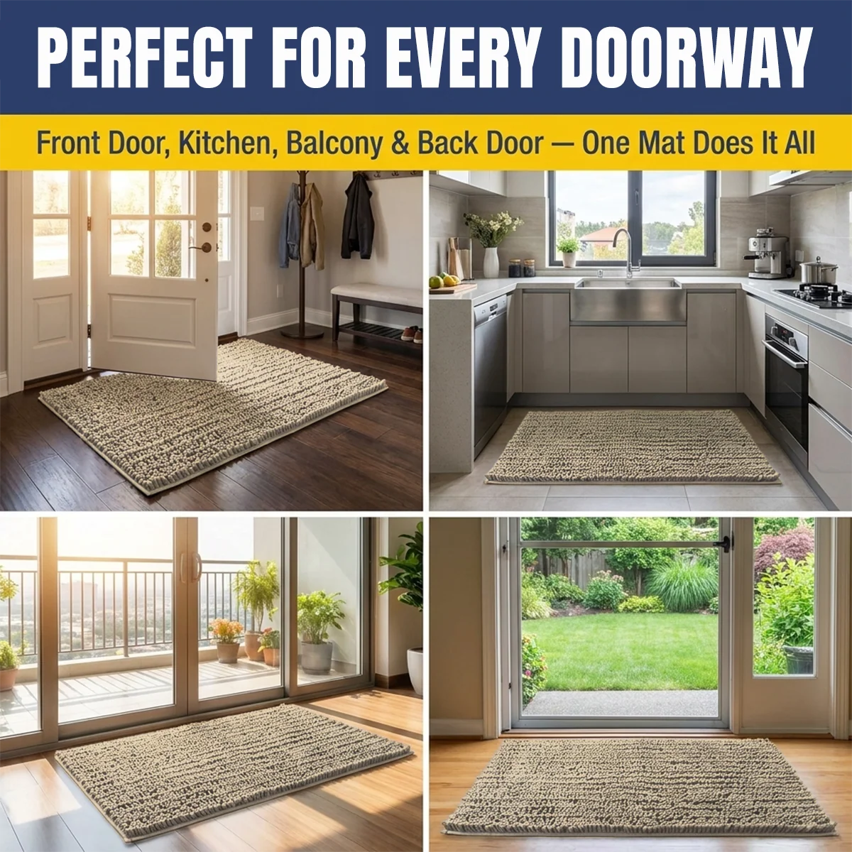 Muddy Mat® MudMax Dog Door Mat for Muddy Paws – Ultra Water Absorbing Mat Chenille Muddy Carpet® Soaks 5X Water, Microfiber Quick Dry, Slip Resistant Machine Washable Indoor Mat