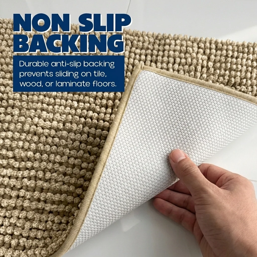 Muddy Mat® Tapis de porte intérieur pour chien T.Max bicolore et tapis de bain – Tapis d'entrée antidérapant en chenille pour pattes boueuses, tapis de porte absorbant et lavable, tapis de bain à séchage rapide