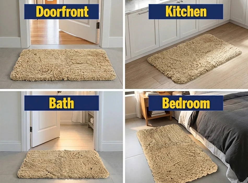 Muddy Mat® Juego de 2 alfombras de baño mullidas, alfombras de microfibra suaves y absorbentes, antideslizantes, de secado rápido y lavables a máquina para suelo, bañera, ducha e inodoro, 20"x30" + 20"x20" en forma de U