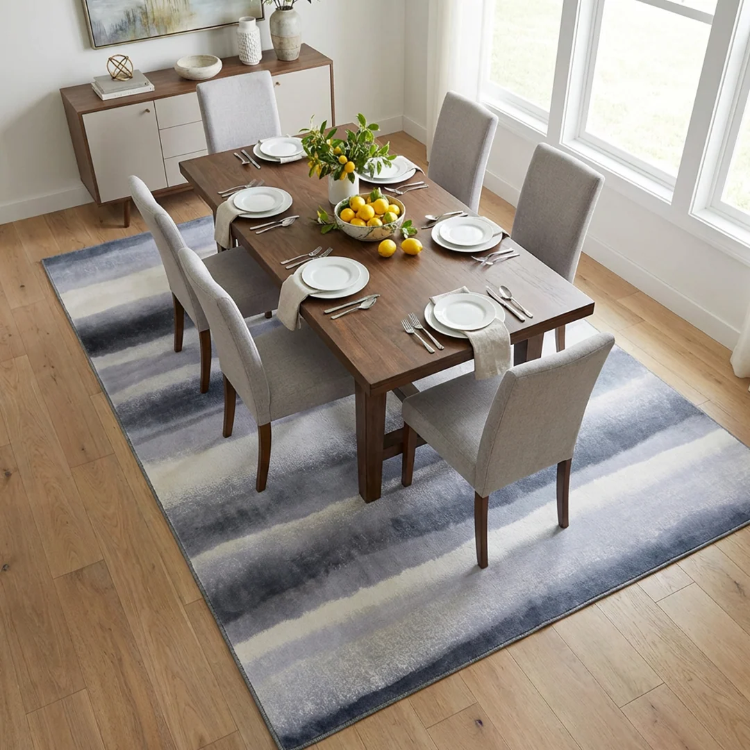Muddy Carpet Mist Washable Area Rug, Soft Low Pile Non Slip Carpet for Living Room and Bedroom