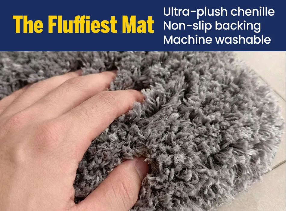 Muddy Mat® Juego de 2 alfombras de baño mullidas, alfombras de microfibra suaves y absorbentes, antideslizantes, de secado rápido y lavables a máquina para suelo, bañera, ducha e inodoro, 20"x30" + 20"x20" en forma de U