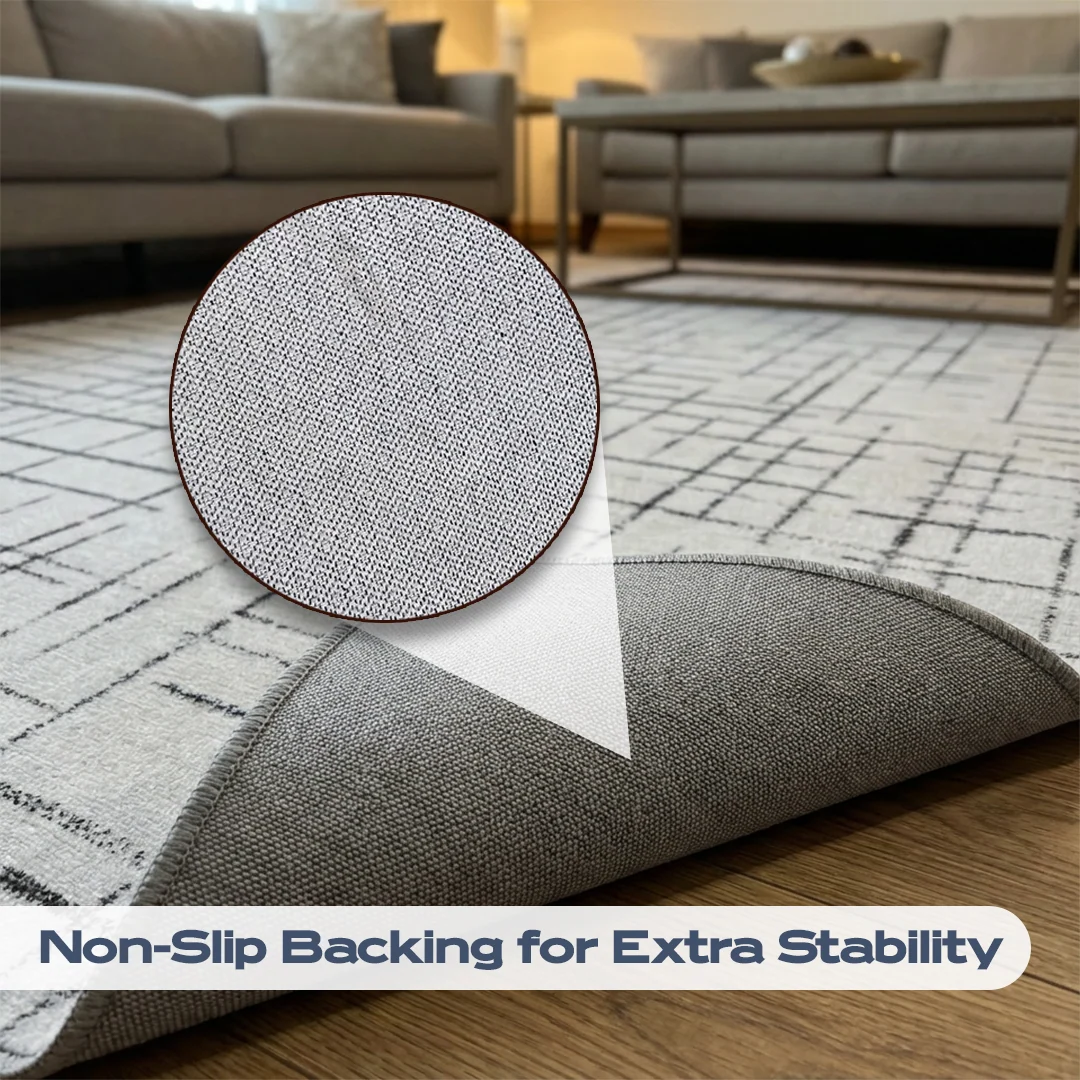 Muddy Carpet Strata Washable Area Rug for Bedroom and Living Room