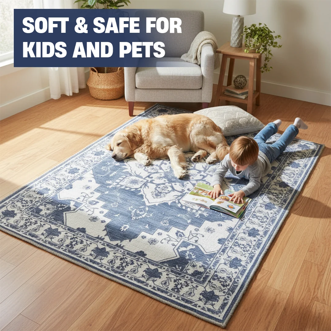 Alfombra lavable Navybell de Muddy Carpet para dormitorio y comedor
