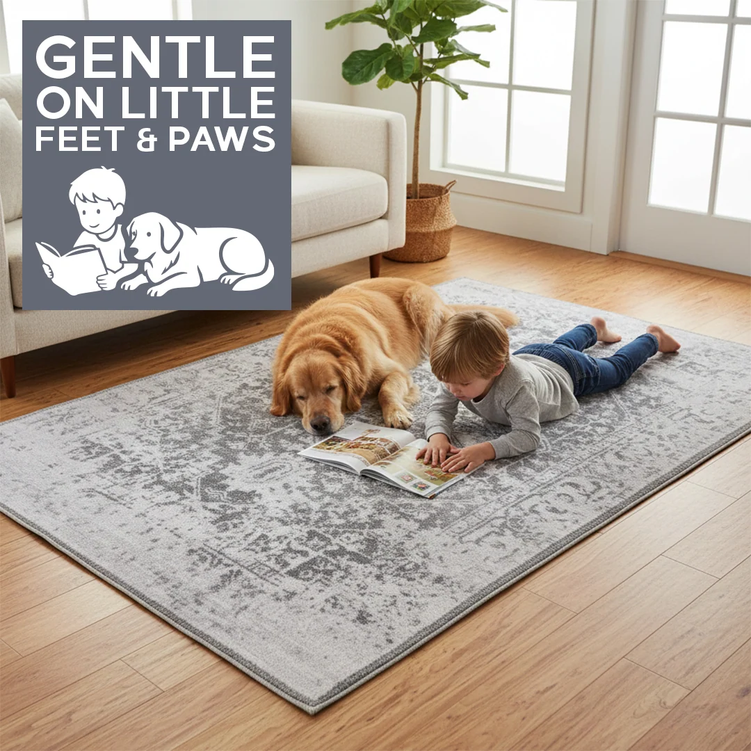 Alfombra lavable Muddy Mat Frostbell - de pelo bajo suave y antideslizante para sala de estar, dormitorio y comedor