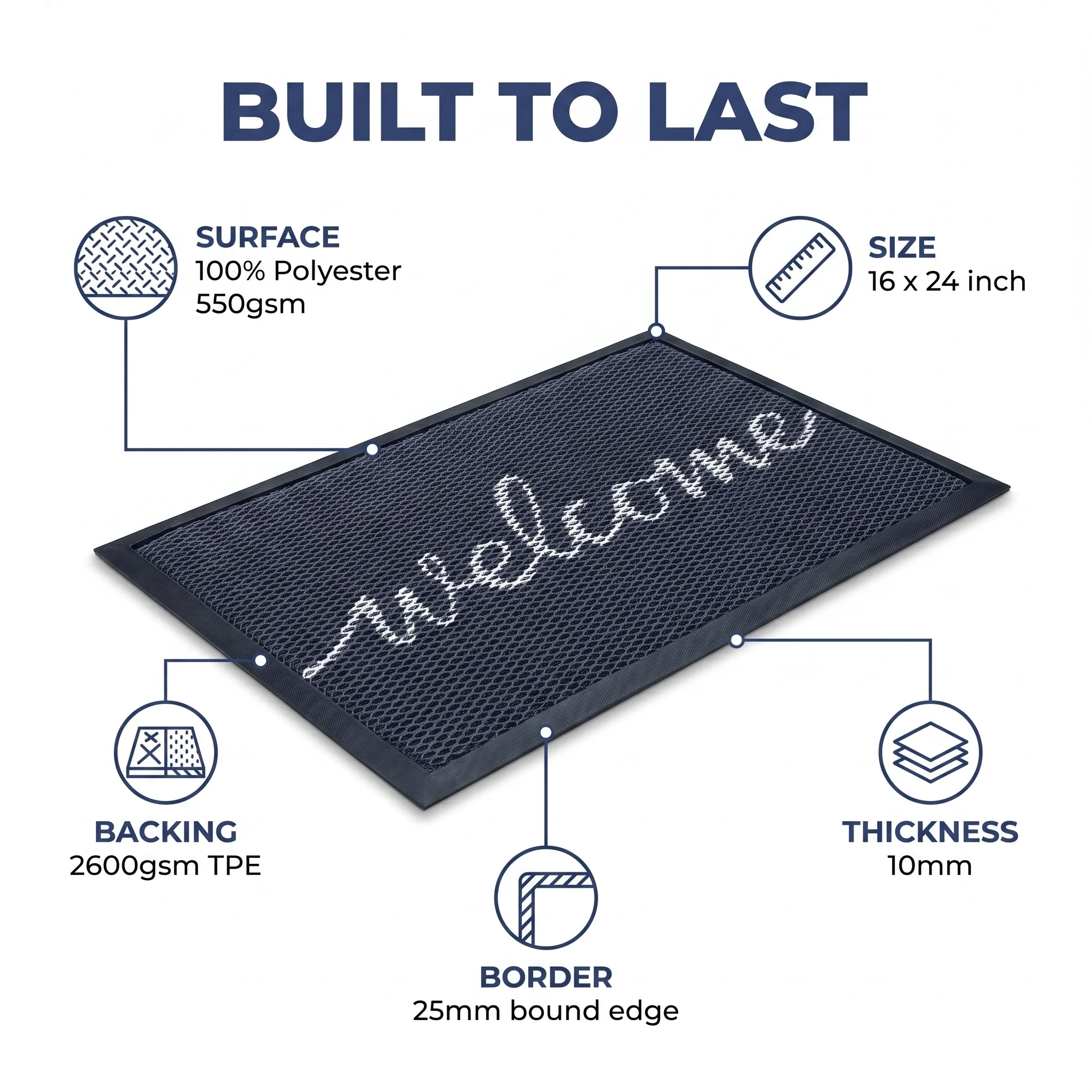 Muddy Mat® Tapete de puerta exterior 3D resistente Meshy Mat con estampado