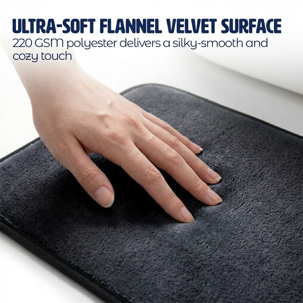 Muddy Mat® Memory Foam Bath Mat – Velvet Soft Non Slip Bathroom Rugs, Thick Absorbent Bath Rugs, Washable Bath Mat for Bathroom Floor and Shower