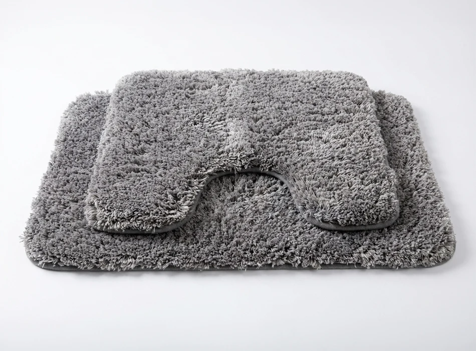 Muddy Mat® Juego de 2 alfombras de baño mullidas, alfombras de microfibra suaves y absorbentes, antideslizantes, de secado rápido y lavables a máquina para suelo, bañera, ducha e inodoro, 20"x30" + 20"x20" en forma de U