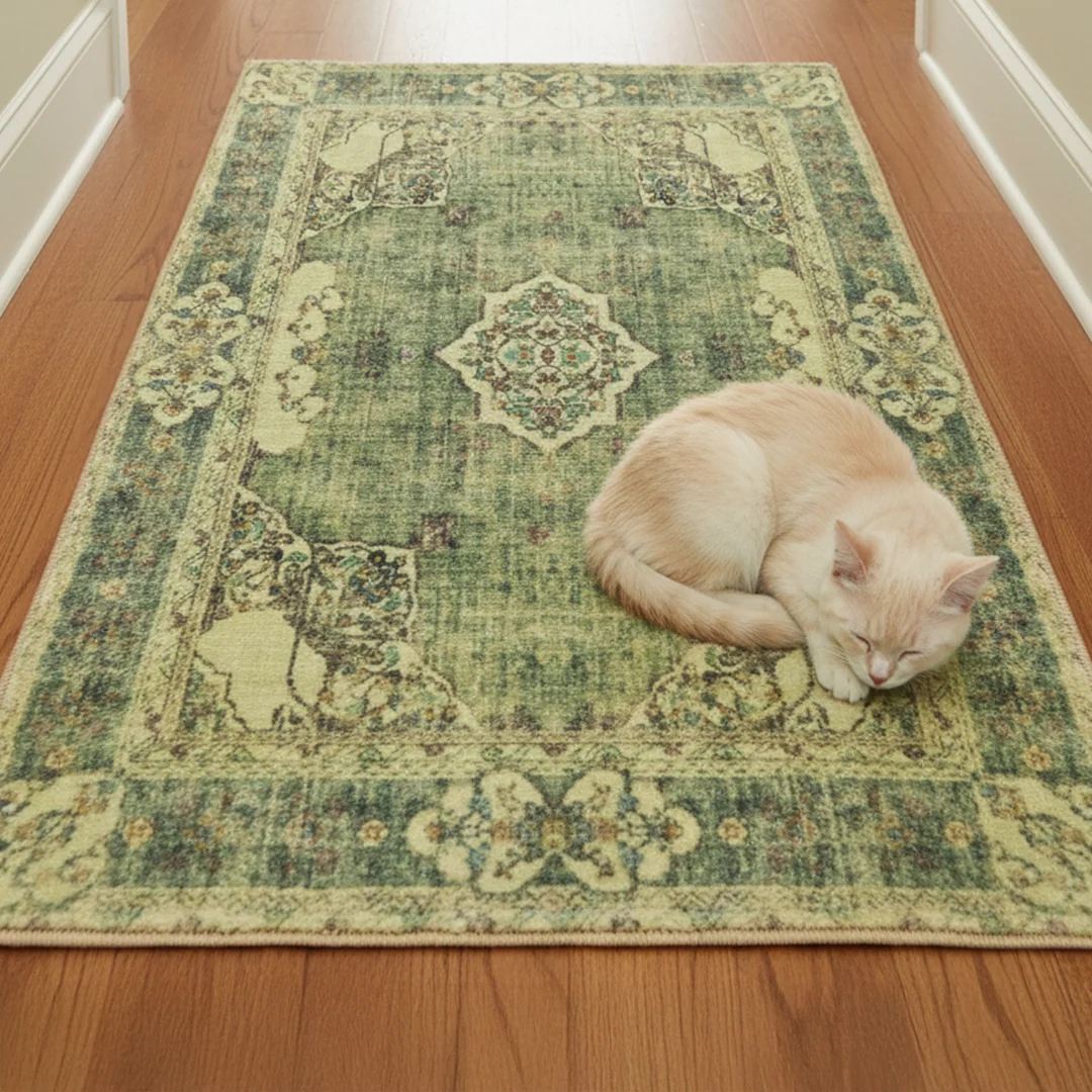 Majestic Soft Low Pile Washable Area Rug, Non Slip for Living Room