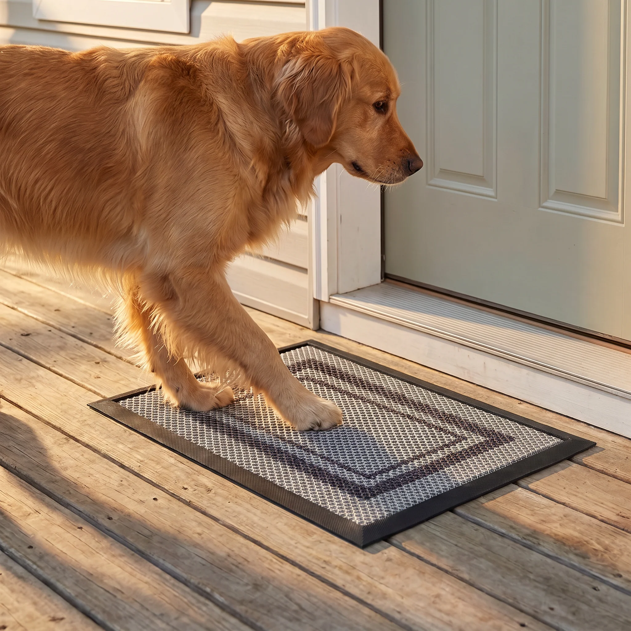 Muddy Mat® Tapete de puerta exterior 3D resistente Meshy Mat con estampado