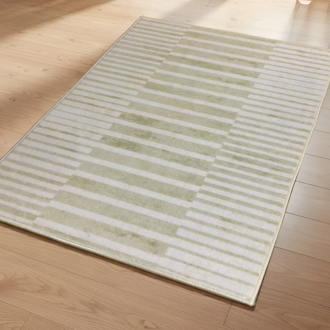 Muddy Mat Creamline Washable Area Rug - Soft Low Pile Non Slip Carpet for Living Room, Bedroom and Dining Room