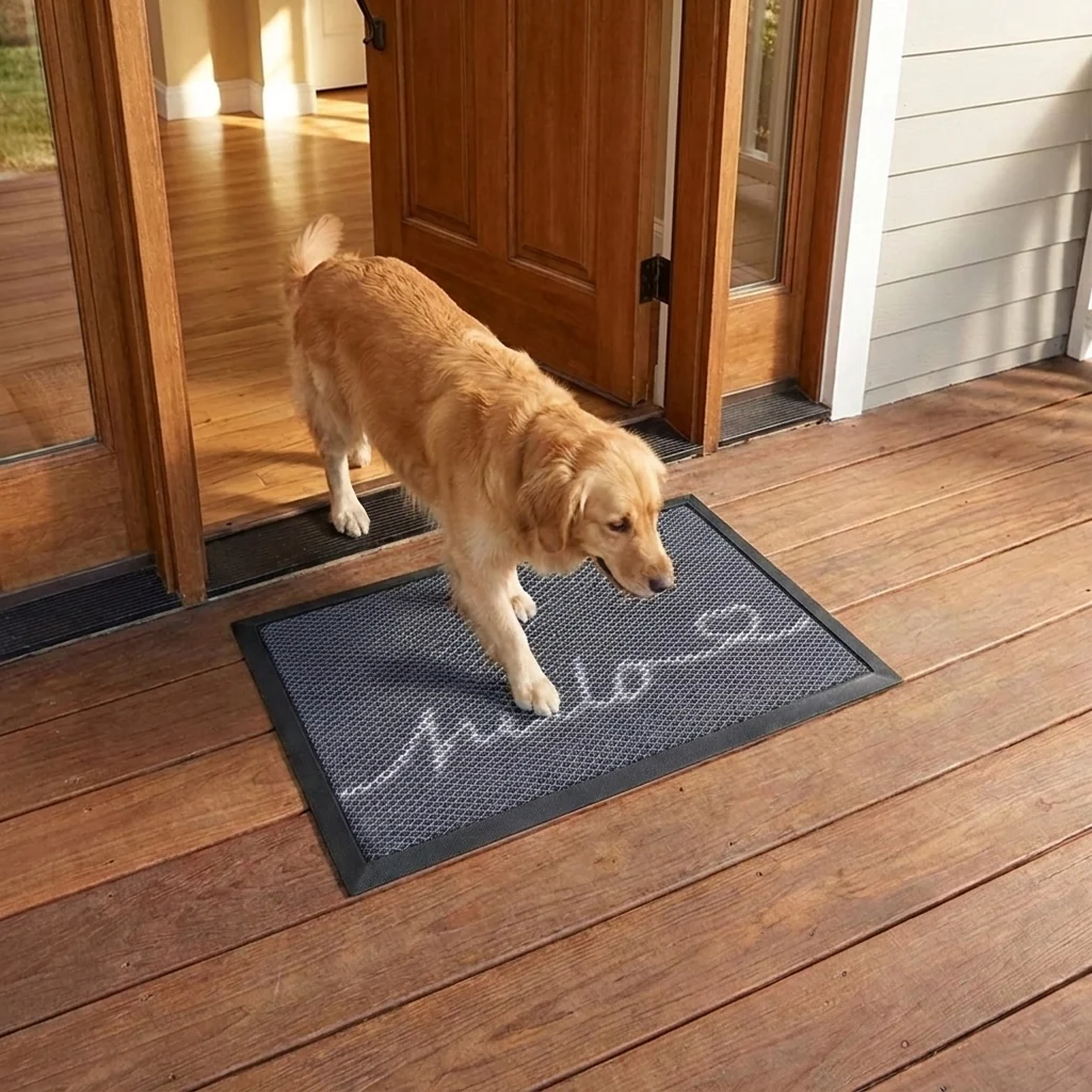 Muddy Mat® Tapete de puerta exterior 3D resistente Meshy Mat con estampado