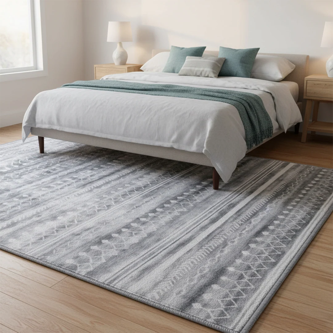 Greyline Washable Area Rug, Modern Soft Low Pile Carpet, Non Slip and Pet Friendly for Home