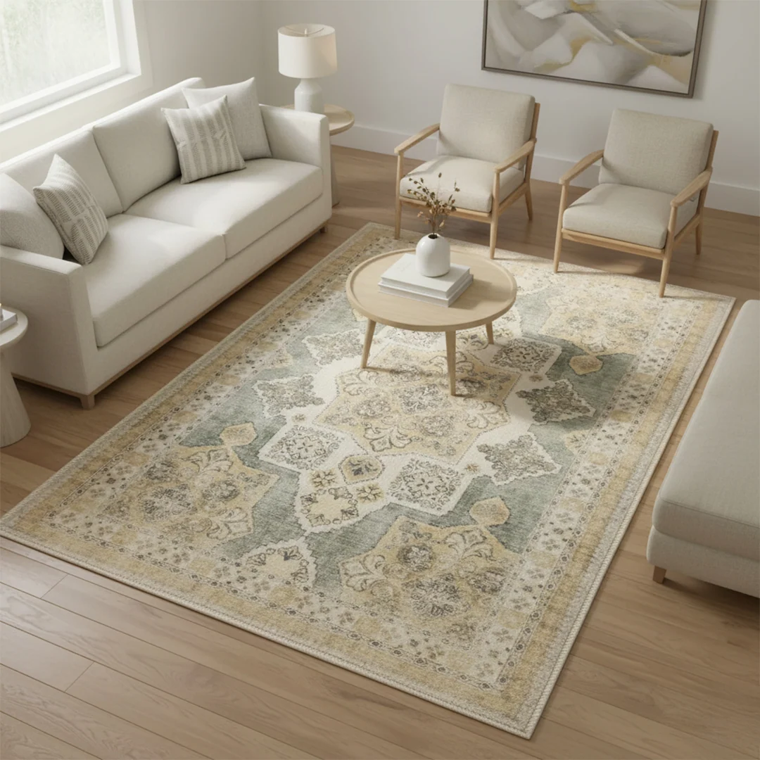 Monarch Pet Friendly Washable Area Rug for Dining Room