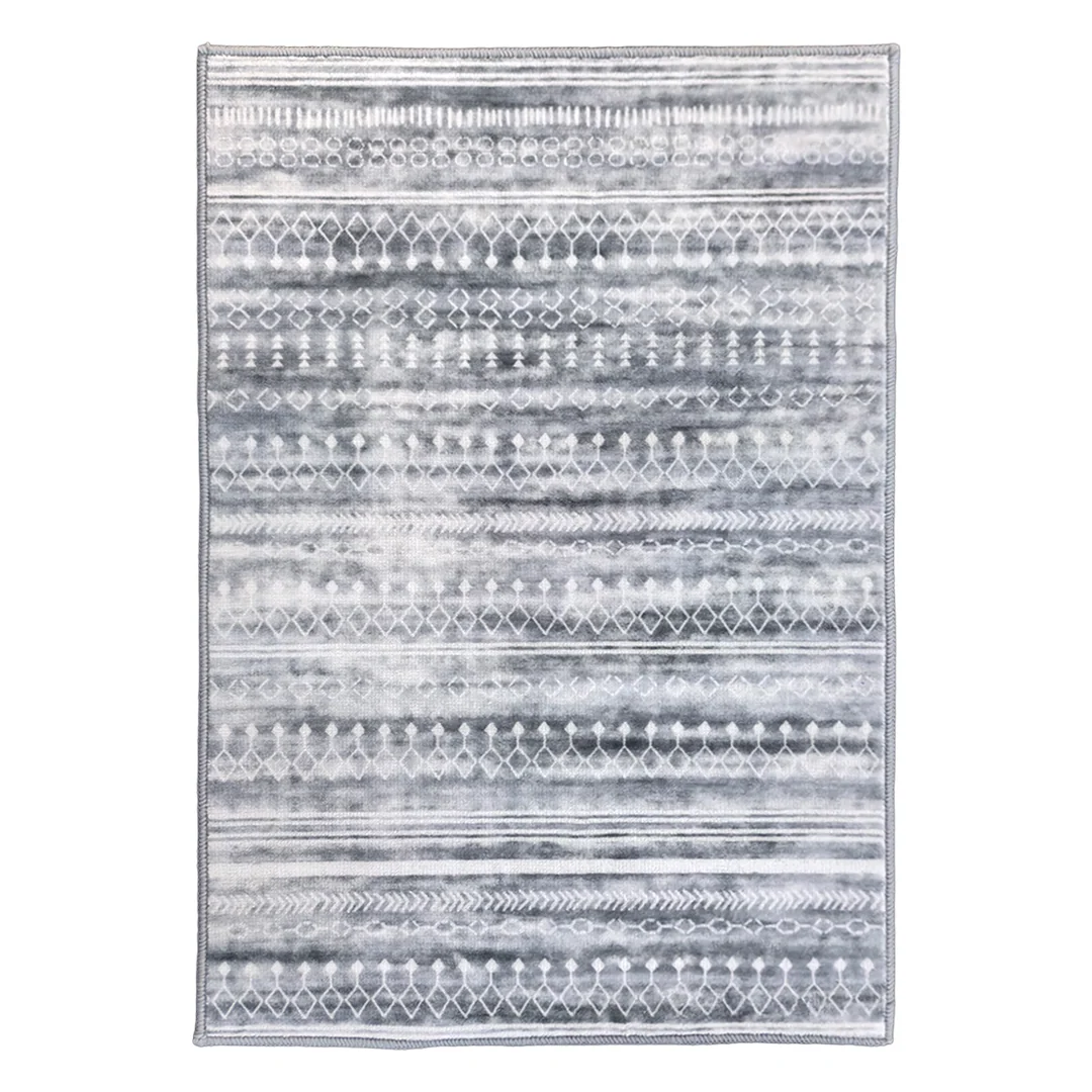 Greyline Washable Area Rug, Modern Soft Low Pile Carpet, Non Slip and Pet Friendly for Home