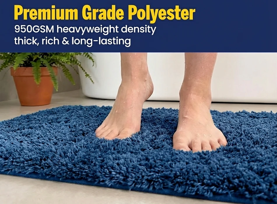 Muddy Mat® Juego de 2 alfombras de baño mullidas, alfombras de microfibra suaves y absorbentes, antideslizantes, de secado rápido y lavables a máquina para suelo, bañera, ducha e inodoro, 20"x30" + 20"x20" en forma de U