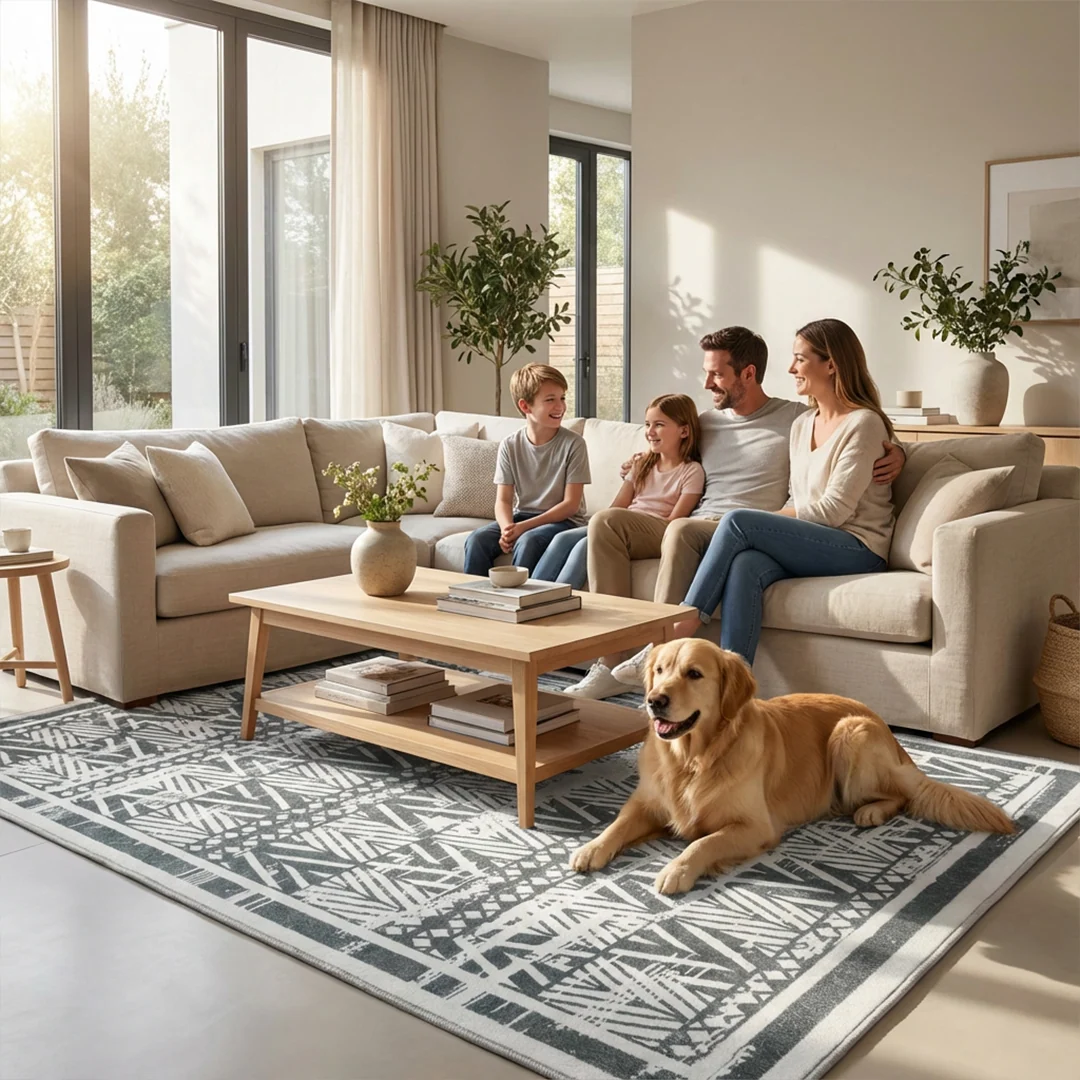 Muddy Carpet Zenith Washable Area Rug for Living Room and Bedroom