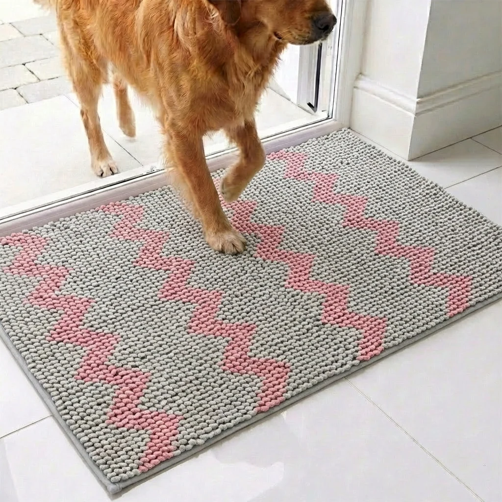 Muddy Mat® Tapis de porte pour chien en chenille à boucles verticales super absorbant pour pattes boueuses – antidérapant, lavable en machine, tapis d'entrée intérieur, séchage rapide pour entrée