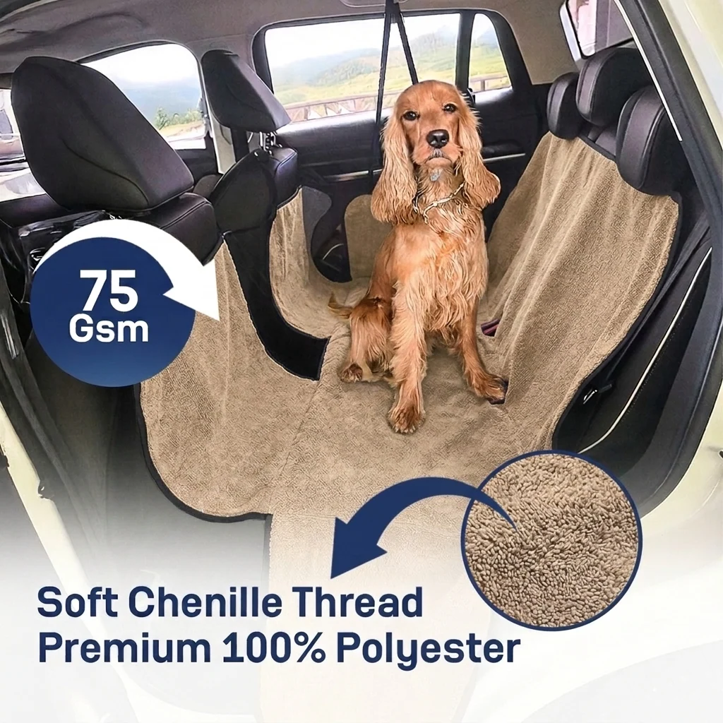 Muddy Mat® Petite Chenille Dog Car Seat Cover for Back Seat, 100% Waterproof Hammock for SUVs and Trucks
