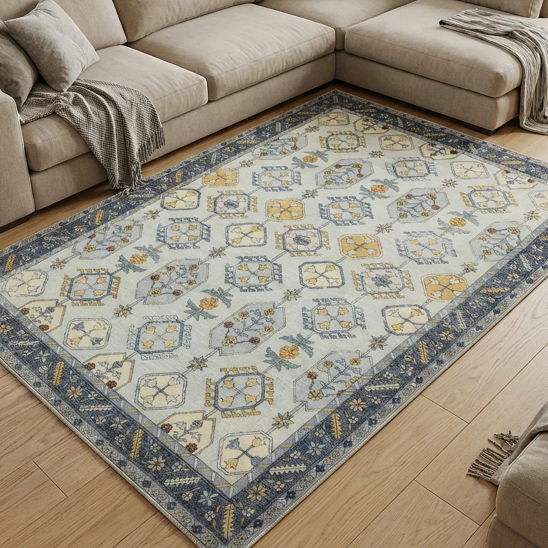 Alfombra lavable Celeste de Muddy Carpet para sala de estar, dormitorio y comedor