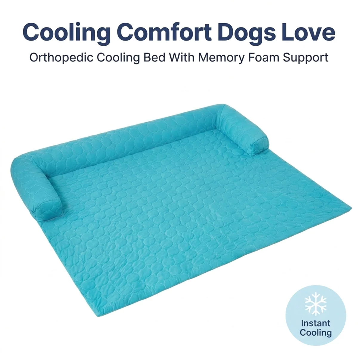 Muddy Mat® Ice Silk kjølende hundeseng med ortopedisk memory foam og bolsterkant, selvkjølende pustende kjæledyrsofa-seng, ekstra bred sofebeskyttelse, sklisikker, avtakbar og maskinvaskbar