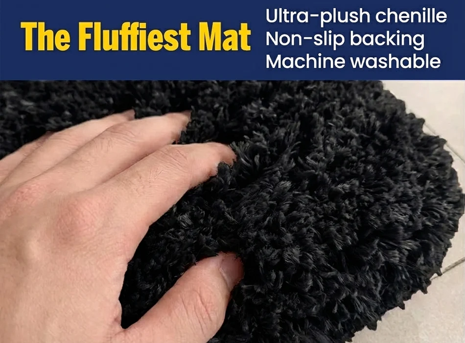 Muddy Mat® Juego de 2 alfombras de baño mullidas, alfombras de microfibra suaves y absorbentes, antideslizantes, de secado rápido y lavables a máquina para suelo, bañera, ducha e inodoro, 20"x30" + 20"x20" en forma de U