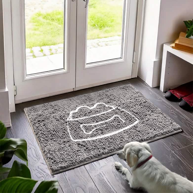 Embroidery Muddy Mat Pet Bowl Design Floor Mat for Bathroom and Kitchen