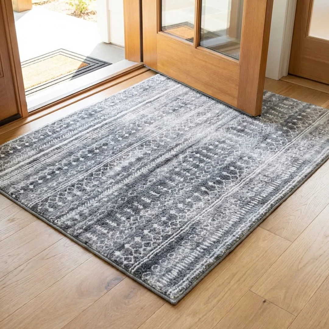 Greyline Washable Area Rug, Modern Soft Low Pile Carpet, Non Slip and Pet Friendly for Home
