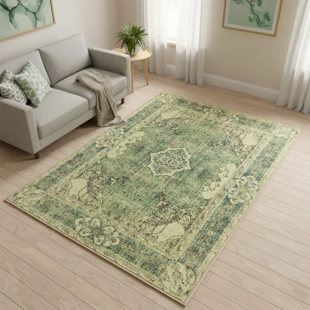 Majestic Soft Low Pile Washable Area Rug, Non Slip for Living Room