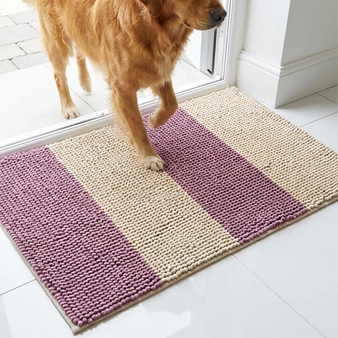Muddy Mat® Tapis de porte pour chien en chenille à boucles verticales super absorbant pour pattes boueuses – antidérapant, lavable en machine, tapis d'entrée intérieur, séchage rapide pour entrée