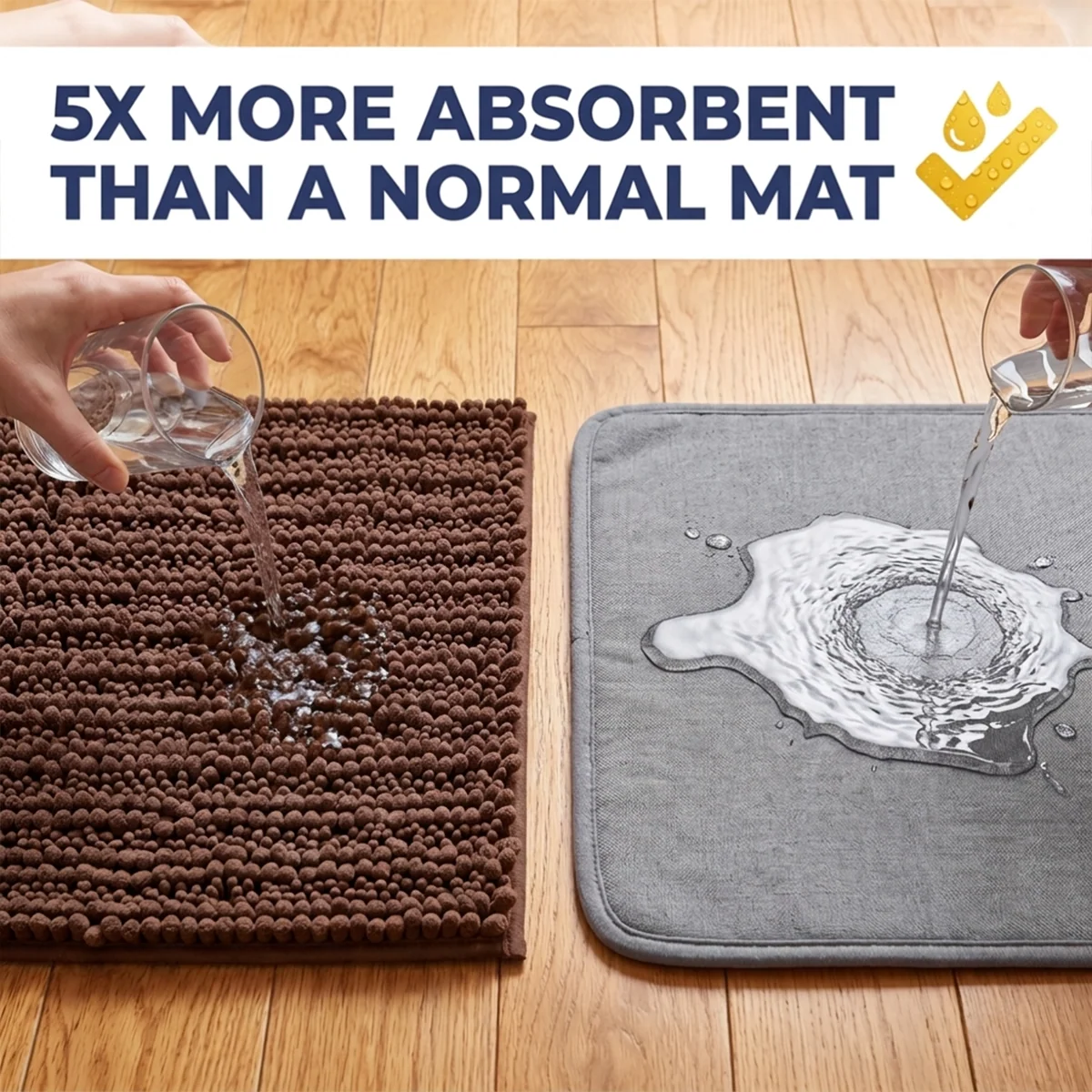 Muddy Mat® DuoMax Hundedørmatte for sølete poter – Absorberende matte med to teksturer chenille inngangsmatte Muddy Carpet®, mikrofiber hurtigtørkende, sklisikker maskinvaskbar innendørsmatte
