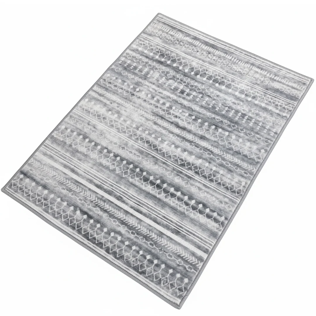 Greyline Washable Area Rug, Modern Soft Low Pile Carpet, Non Slip and Pet Friendly for Home