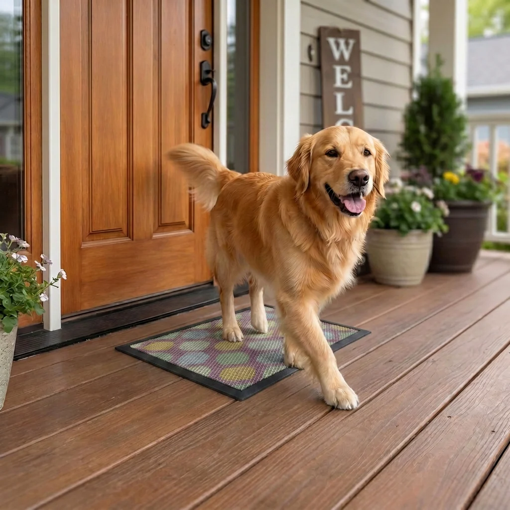 Muddy Mat® Tapete de puerta exterior 3D resistente Meshy Mat con estampado