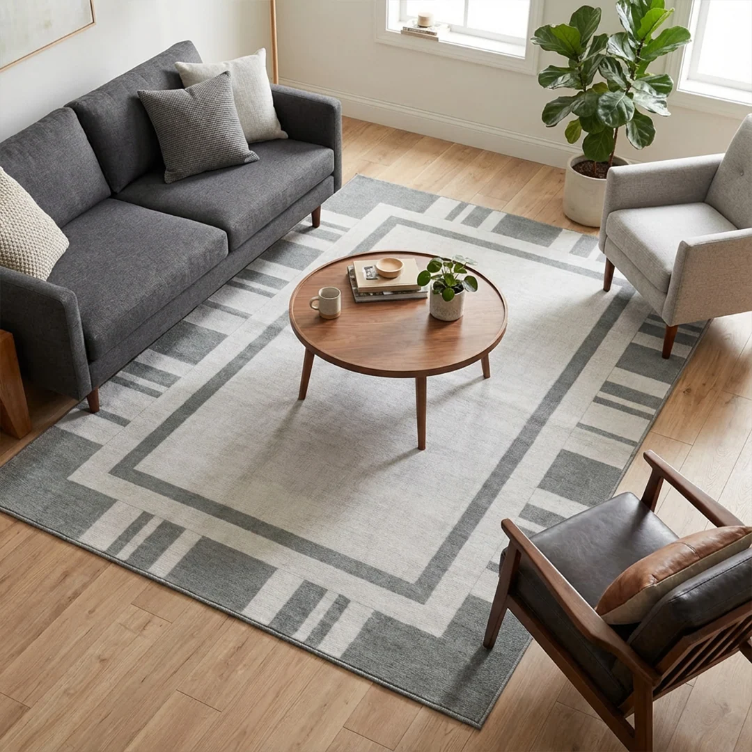 Muddy Carpet Trellis Washable Area Rug for Living Room and Dining Room