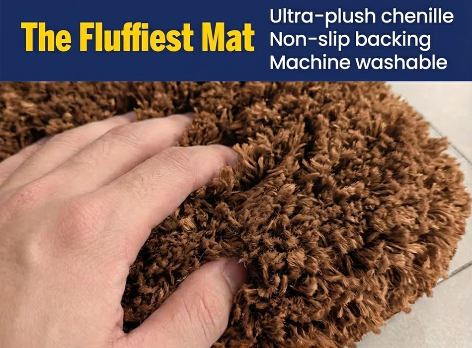 Muddy Mat® Juego de 2 alfombras de baño mullidas, alfombras de microfibra suaves y absorbentes, antideslizantes, de secado rápido y lavables a máquina para suelo, bañera, ducha e inodoro, 20"x30" + 20"x20" en forma de U