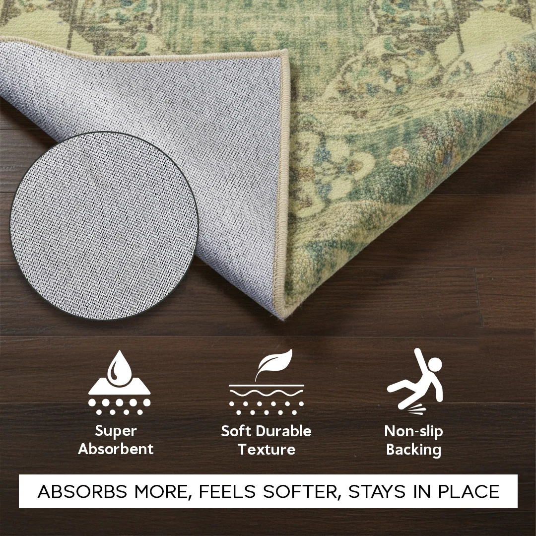 Majestic Soft Low Pile Washable Area Rug, Non Slip for Living Room