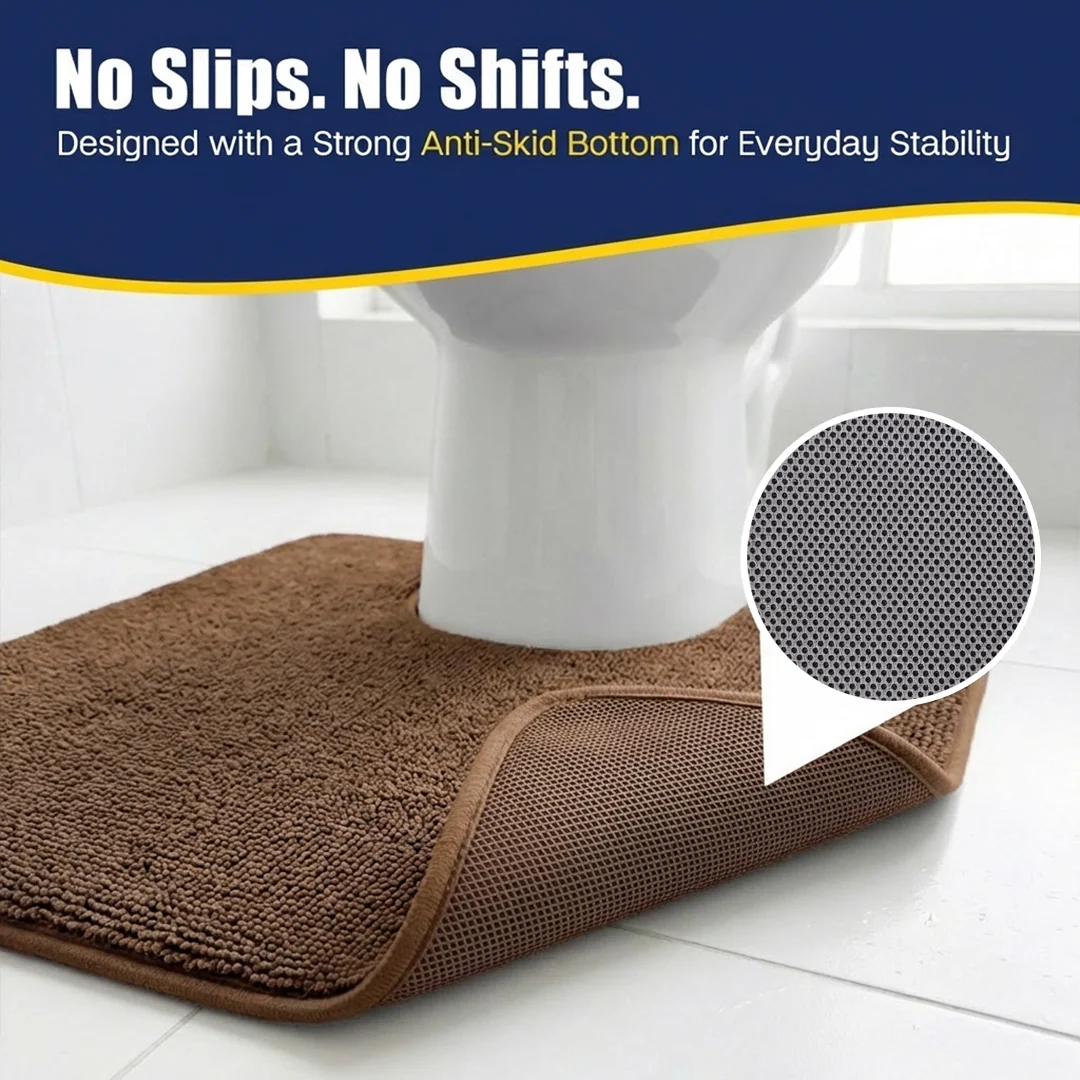 Muddy Mat® CloudStep Bathroom Rugs 2 Piece Set, Non Slip Bath Mats for Bathroom, Absorbent Memory Foam Chenille, Machine Washable Quick Dry Toilet Rug Set, 20"x30" + 20"x20" U-Shaped