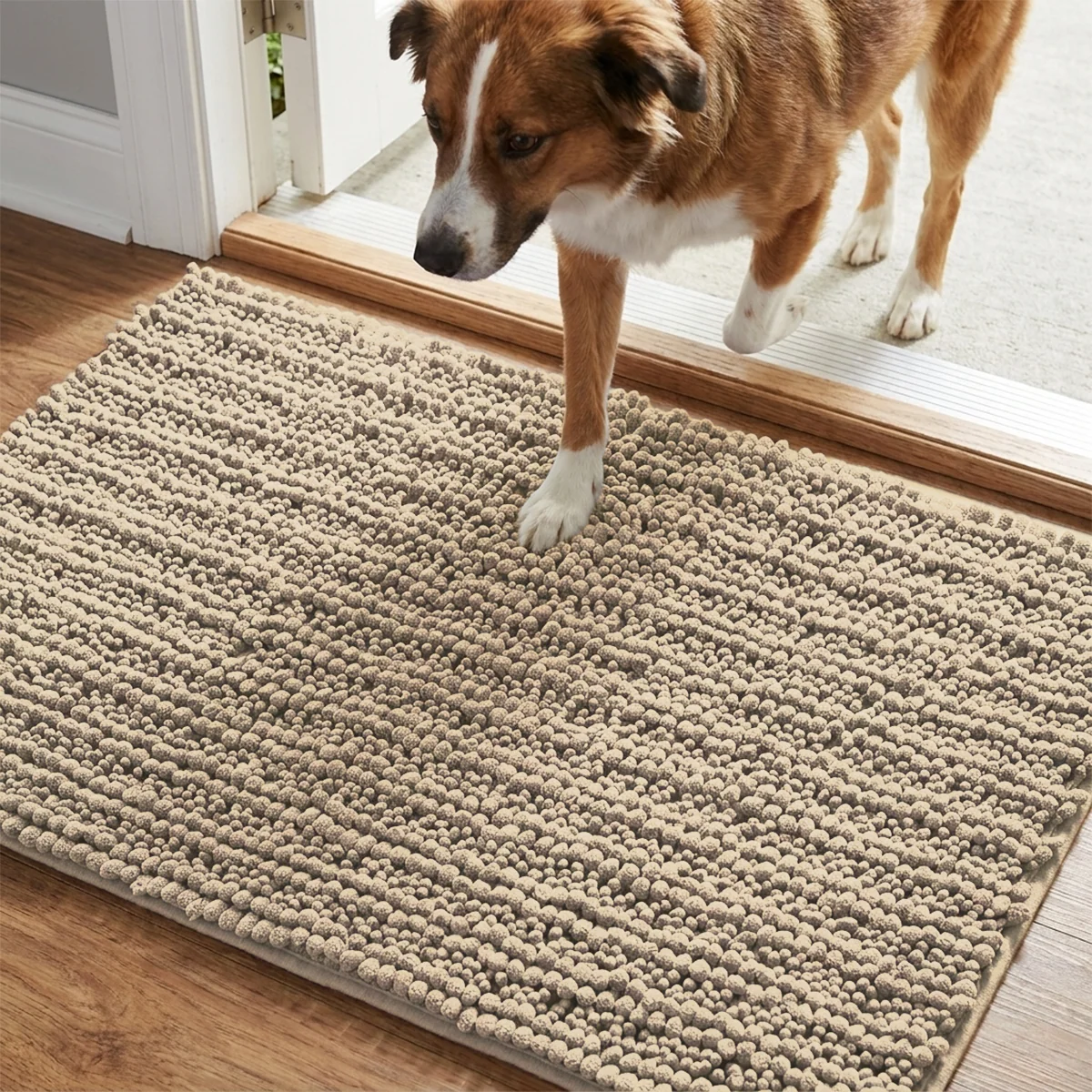 Muddy Mat® DuoMax Hundedørmatte for sølete poter – Absorberende matte med to teksturer chenille inngangsmatte Muddy Carpet®, mikrofiber hurtigtørkende, sklisikker maskinvaskbar innendørsmatte