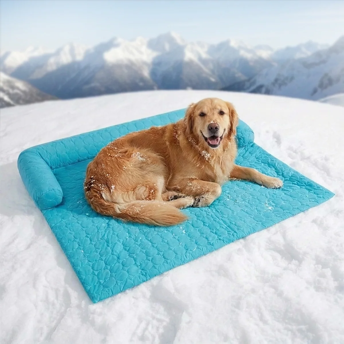 Muddy Mat® Ice Silk kjølende hundeseng med ortopedisk memory foam og bolsterkant, selvkjølende pustende kjæledyrsofa-seng, ekstra bred sofebeskyttelse, sklisikker, avtakbar og maskinvaskbar