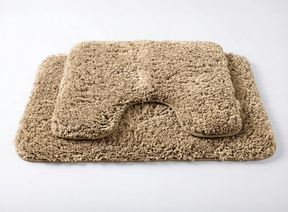 Muddy Mat® Juego de 2 alfombras de baño mullidas, alfombras de microfibra suaves y absorbentes, antideslizantes, de secado rápido y lavables a máquina para suelo, bañera, ducha e inodoro, 20"x30" + 20"x20" en forma de U