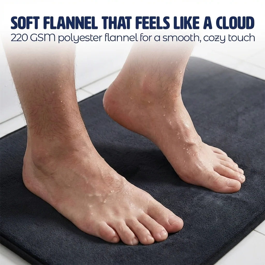 Muddy Mat® Memory Foam Bath Mat Set 2 Piece – Velvet Soft Non Slip Bathroom Rugs Set, Thick Absorbent Washable Bath Mats for Bathroom Floor and Shower, 20"x30" + 20"x20" U-Shaped