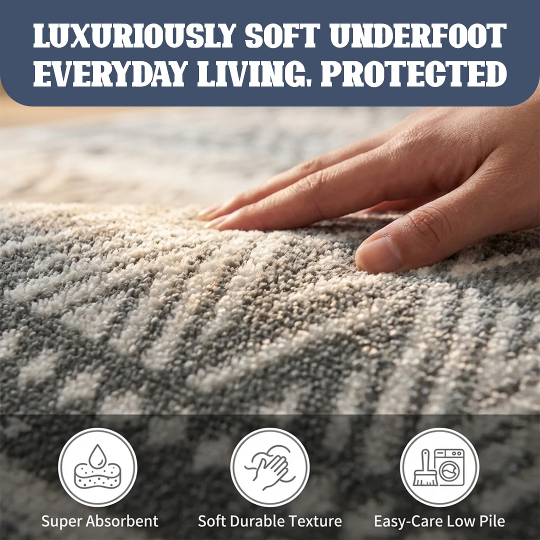 Muddy Carpet Zenith Washable Area Rug for Living Room and Bedroom