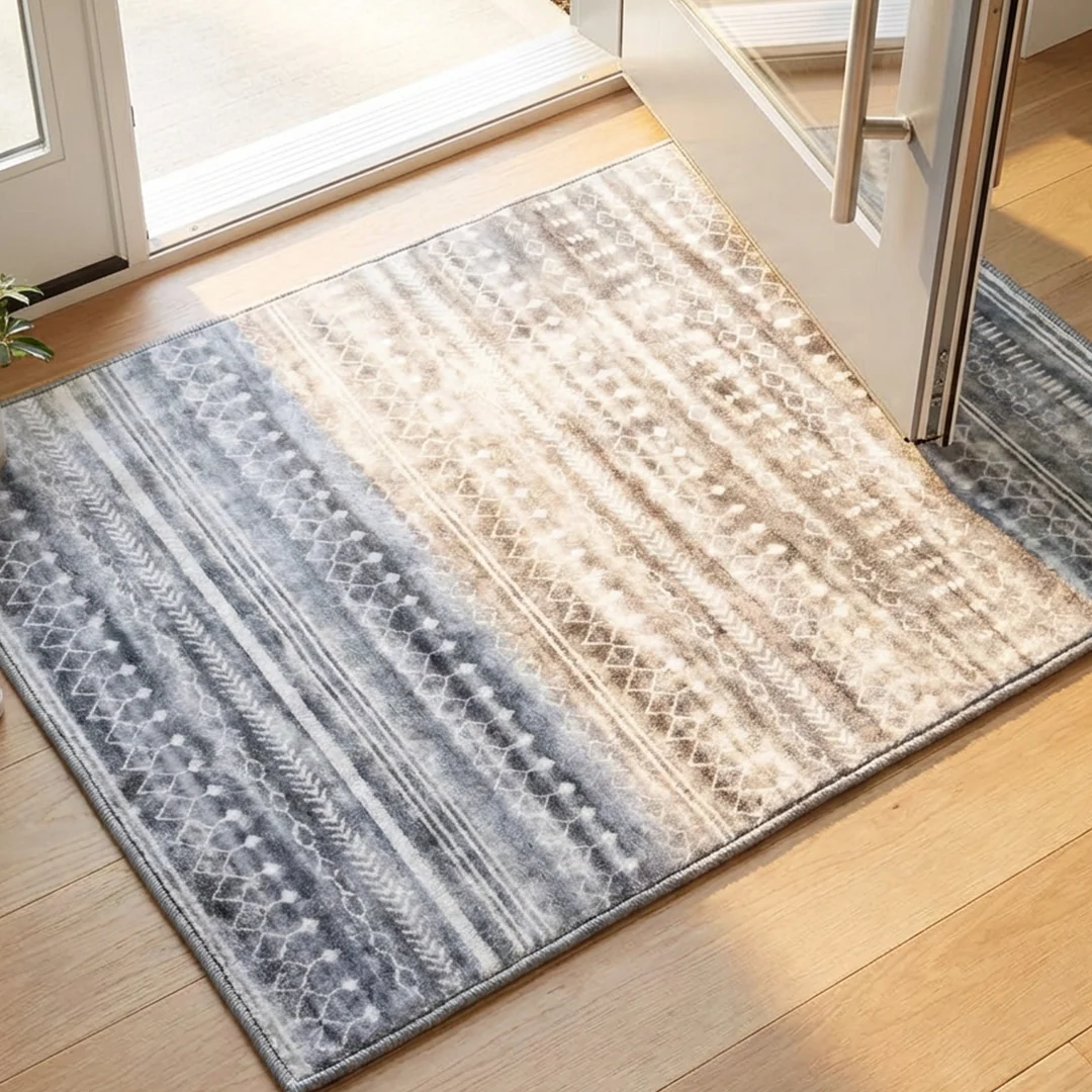 Greyline Washable Area Rug, Modern Soft Low Pile Carpet, Non Slip and Pet Friendly for Home