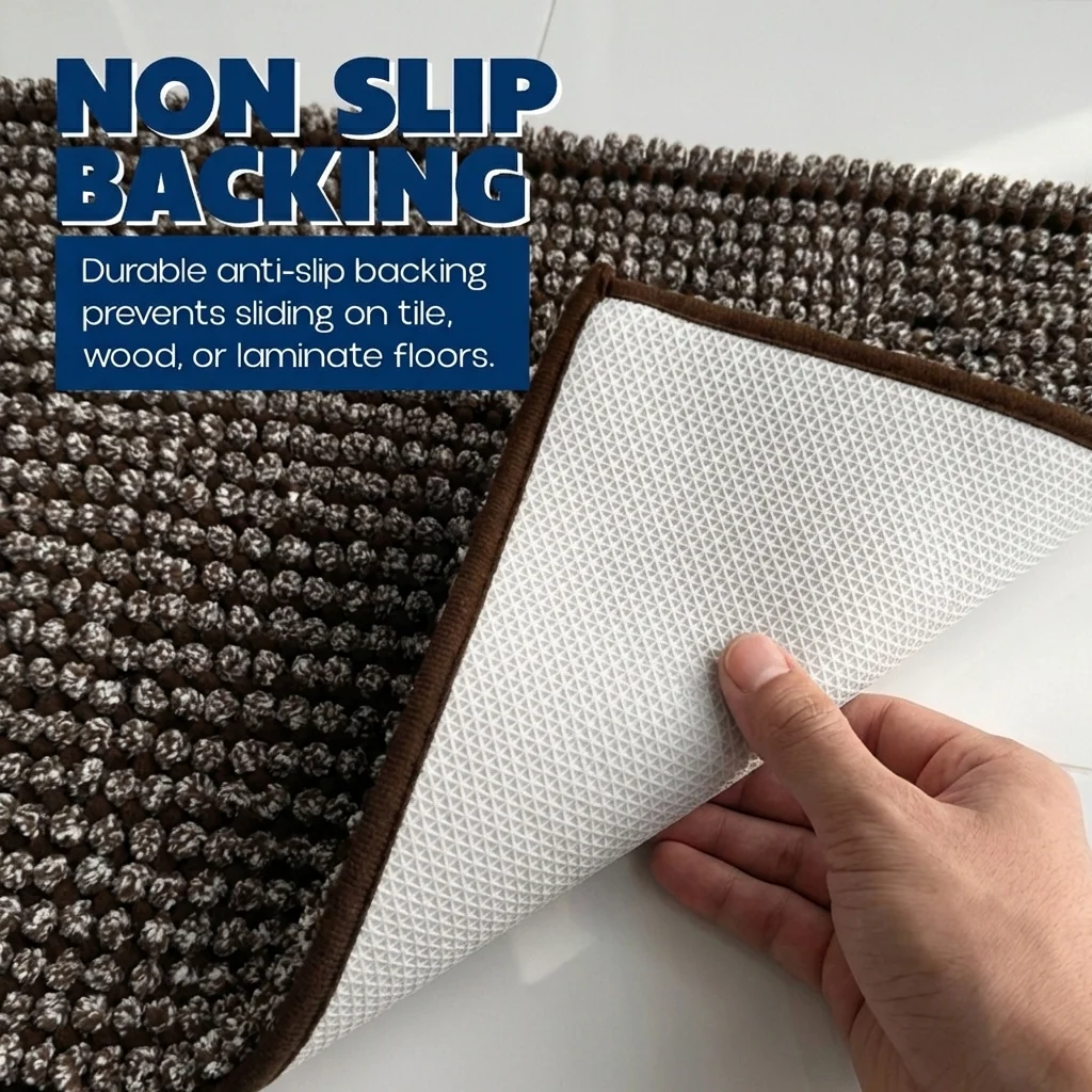 Muddy Mat® Tapis de porte intérieur pour chien T.Max bicolore et tapis de bain – Tapis d'entrée antidérapant en chenille pour pattes boueuses, tapis de porte absorbant et lavable, tapis de bain à séchage rapide