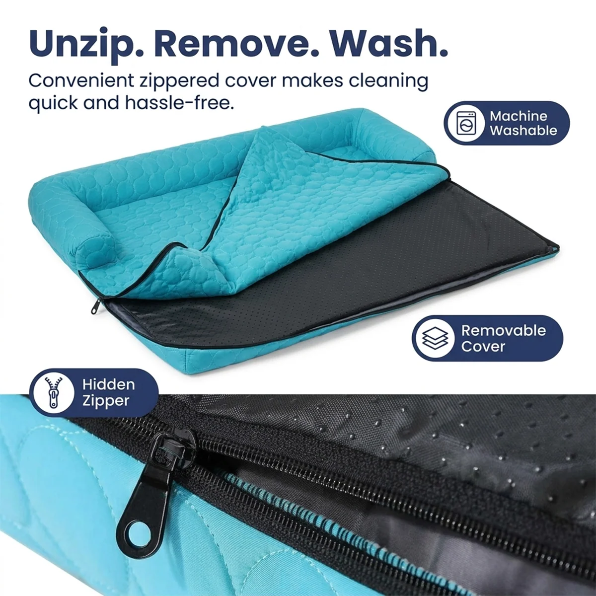 Muddy Mat® Ice Silk kjølende hundeseng med ortopedisk memory foam og bolsterkant, selvkjølende pustende kjæledyrsofa-seng, ekstra bred sofebeskyttelse, sklisikker, avtakbar og maskinvaskbar