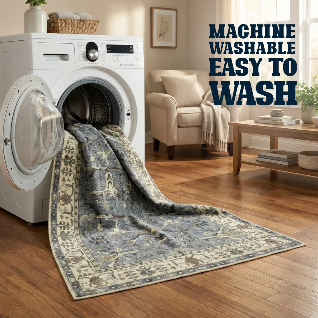 Muddy Carpet Duskfall Soft Low Pile Washable Area Rug for Living Room and Bedroom
