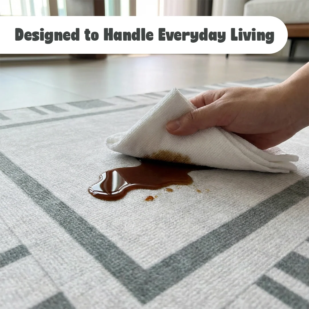 Muddy Carpet Trellis Washable Area Rug for Living Room and Dining Room