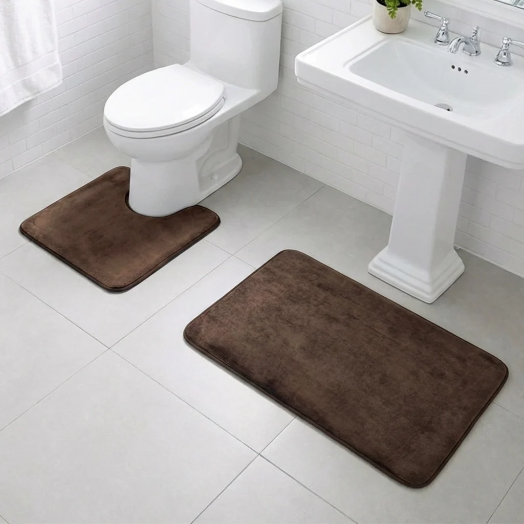 Muddy Mat® Memory Foam Bath Mat Set 2 Piece – Velvet Soft Non Slip Bathroom Rugs Set, Thick Absorbent Washable Bath Mats for Bathroom Floor and Shower, 20"x30" + 20"x20" U-Shaped