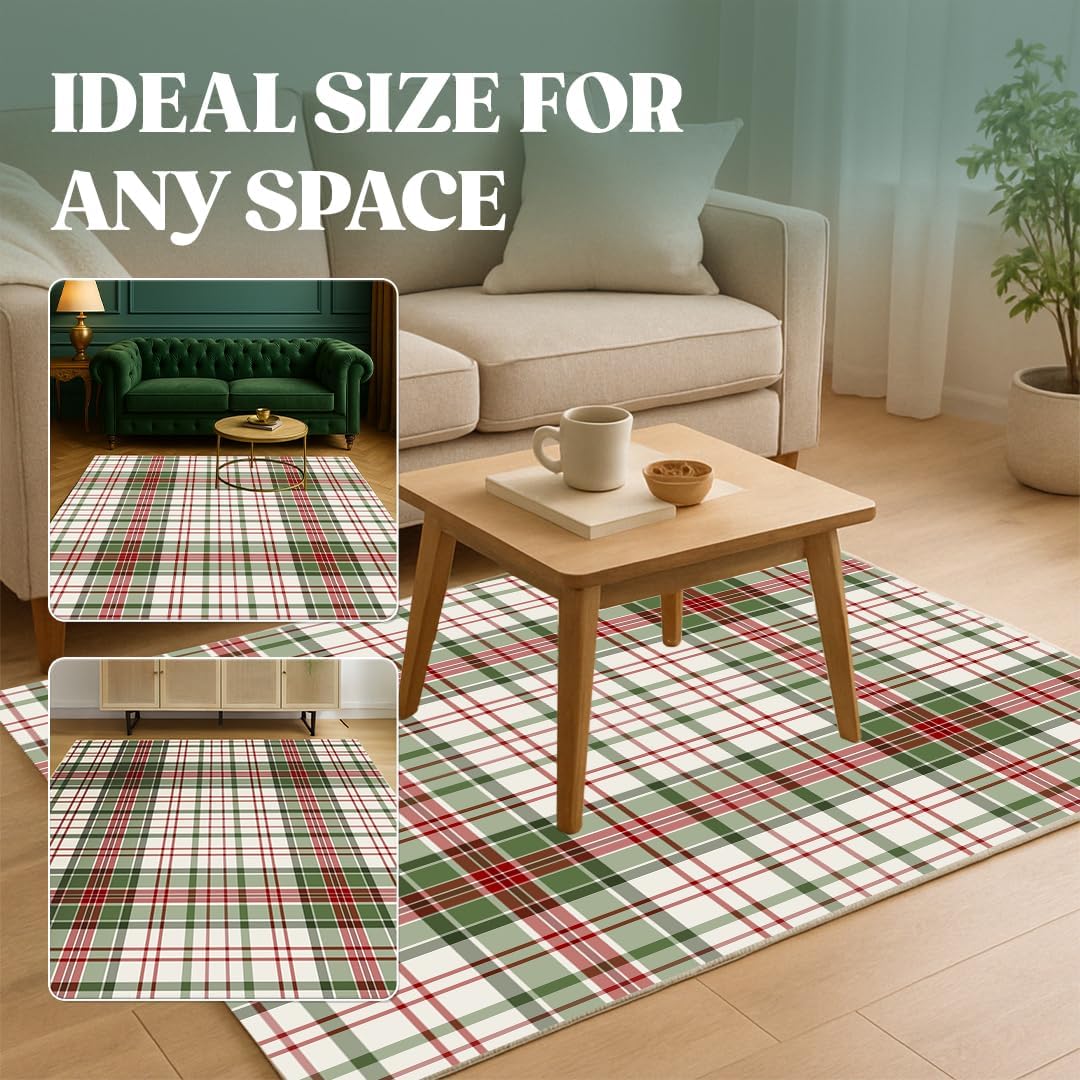 Muddy Carpet Plaid Washable Area Rug for Living Room, Bedroom and Dining Room