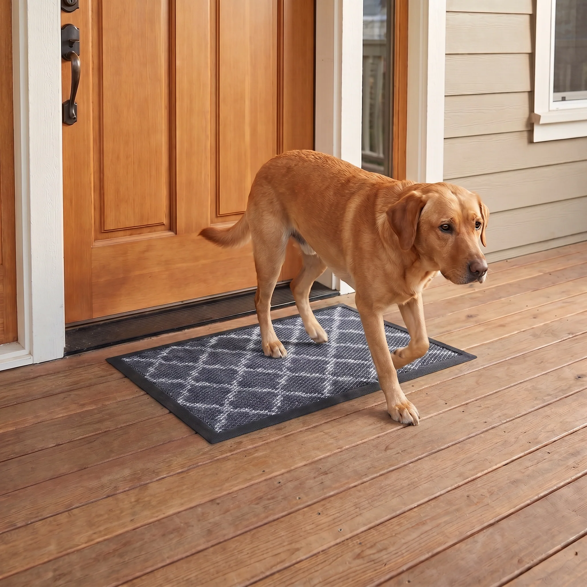 Muddy Mat® Tapete de puerta exterior 3D resistente Meshy Mat con estampado